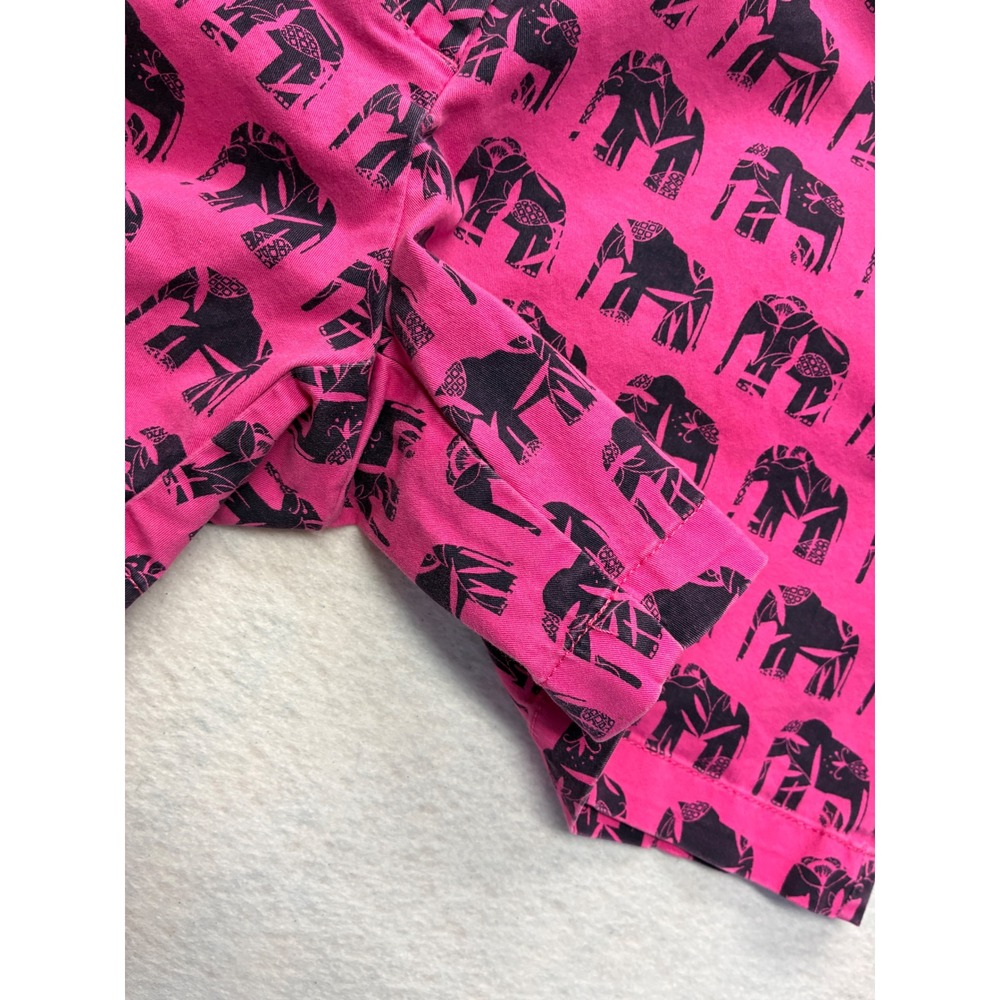 Crown & Ivy Casual Chino Shorts Preppy Elephant Print Stretch 10 Pink Boho Indie - Picture 7 of 9